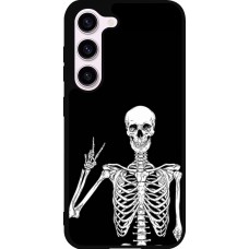 Samsung Galaxy S23 FE Case Hülle - Silikon schwarz Halloween 2023 peace skeleton