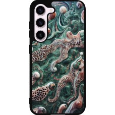 Samsung Galaxy S23 FE Case Hülle - Silikon schwarz Grüner Marmor und abstrakter Leopard