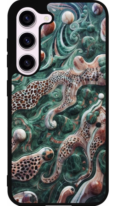 Samsung Galaxy S23 FE Case Hülle - Silikon schwarz Grüner Marmor und abstrakter Leopard