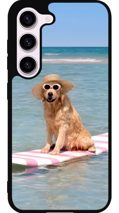 Coque Samsung Galaxy S23 FE - Silicone rigide noir Summer Dog on Paddle