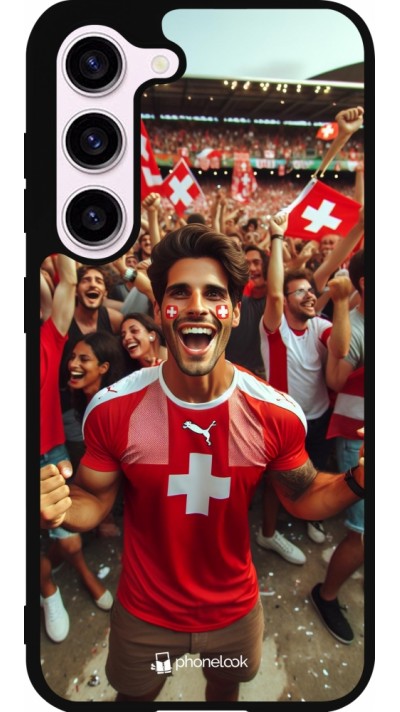 Coque Samsung Galaxy S23 FE - Silicone rigide noir Supporter Suisse Euro 2024