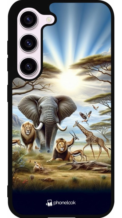 Coque Samsung Galaxy S23 FE - Silicone rigide noir Vie sauvage africaine