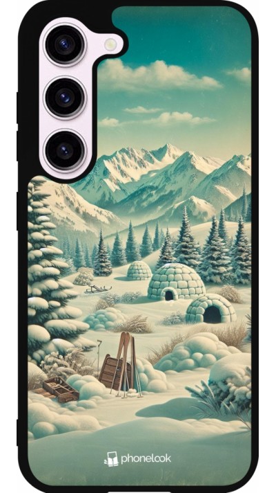 Samsung Galaxy S23 FE Case Hülle - Silikon schwarz Vintage Schneebedeckter Berg Iglu