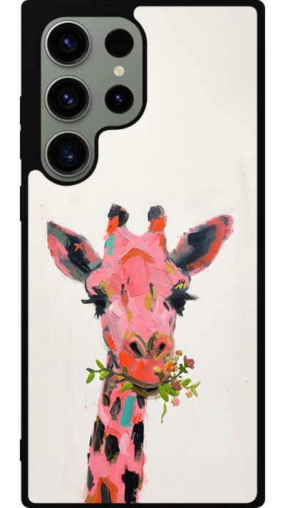 Coque Samsung Galaxy S23 Ultra - Silicone rigide noir Pink Girafe Paint