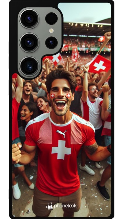 Samsung Galaxy S23 Ultra Case Hülle - Silikon schwarz Schweizer Fan Euro 2024