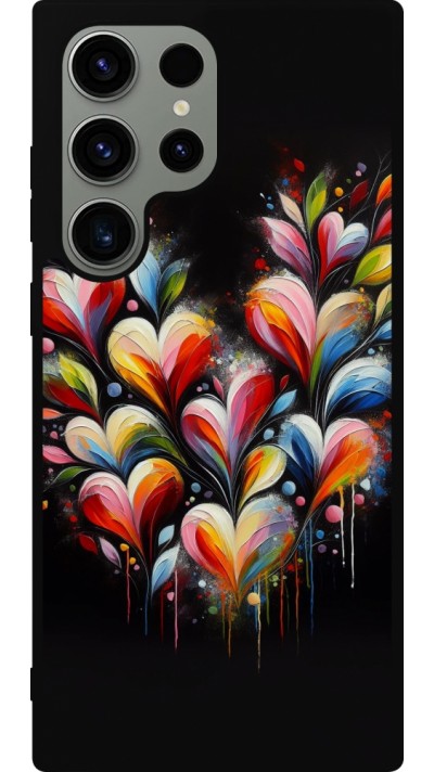 Samsung Galaxy S23 Ultra Case Hülle - Silikon schwarz Valentin 2024 Schwarzes Herz Abstrakt