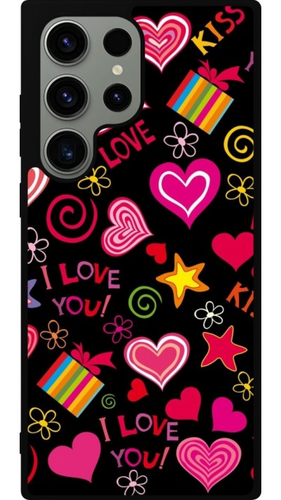 Samsung Galaxy S23 Ultra Case Hülle - Silikon schwarz Valentine 2023 love symbols