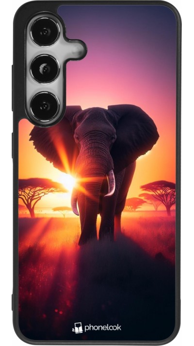 Samsung Galaxy S24 Case Hülle - Silikon schwarz Elefant Sonnenaufgang Schönheit