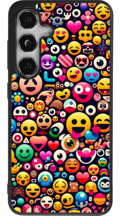 Samsung Galaxy S24 Case Hülle - Silikon schwarz Emoji Mix Farbe