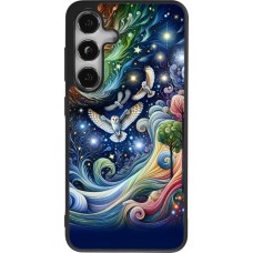 Samsung Galaxy S24 Case Hülle - Silikon schwarz Fliegender Blumen-Eule