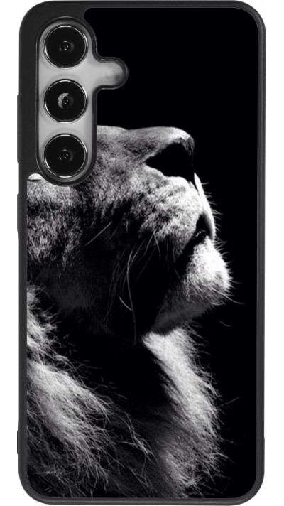 Samsung Galaxy S24 Case Hülle - Silikon schwarz Lion looking up