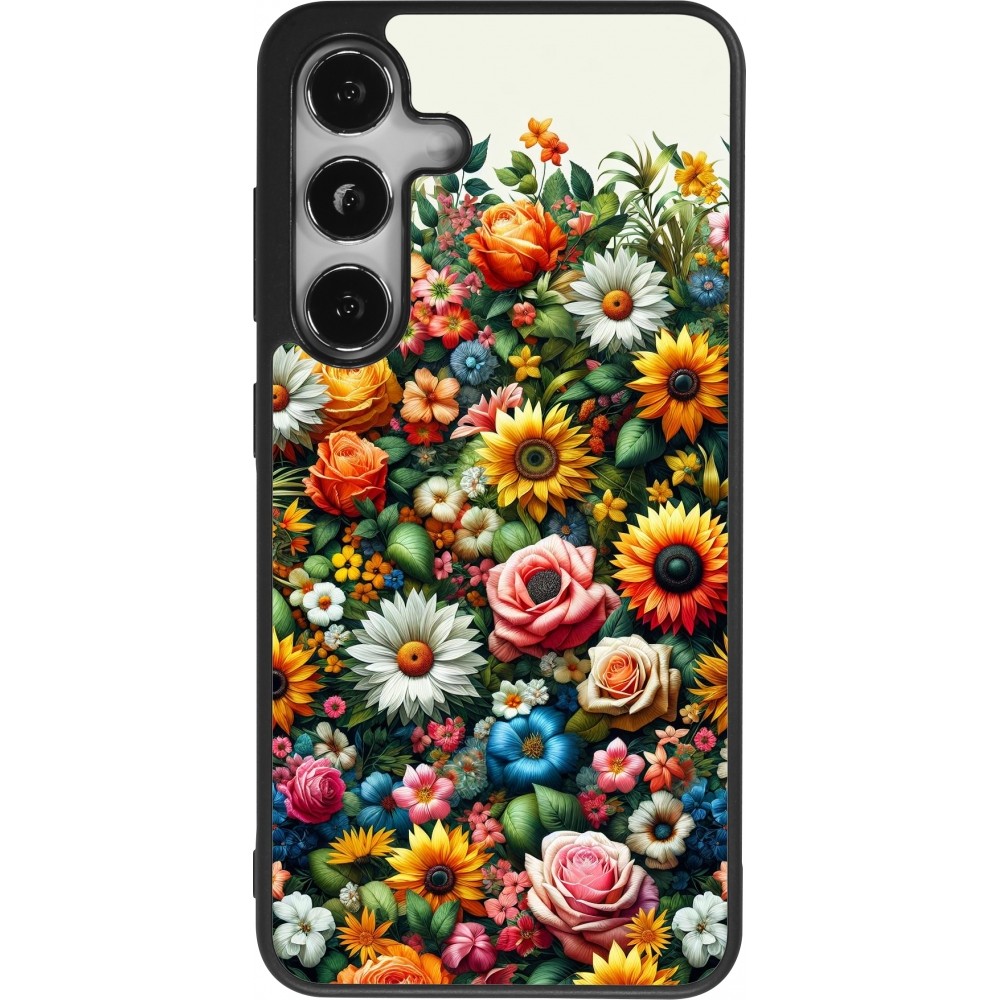 Samsung Galaxy S24 Case Hülle - Silikon schwarz Sommer Blumenmuster