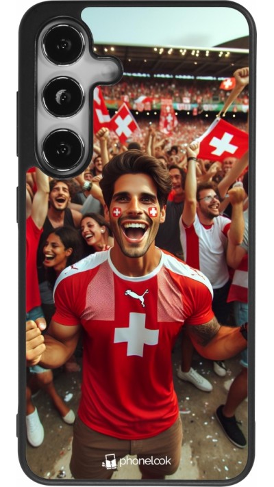 Samsung Galaxy S24 Case Hülle - Silikon schwarz Schweizer Fan Euro 2024