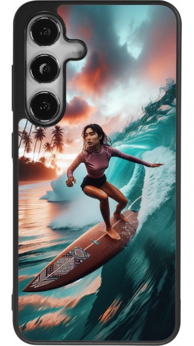 Samsung Galaxy S24 Case Hülle - Silikon schwarz Surferin aus Bali