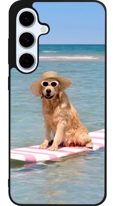 Coque Samsung Galaxy S24 FE - Silicone rigide noir Summer Dog on Paddle