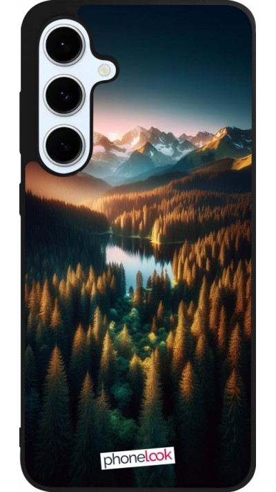 Coque Samsung Galaxy S24 FE - Silicone rigide noir Sunset Forest Lake