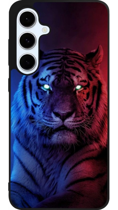 Coque Samsung Galaxy S24 FE - Silicone rigide noir Tiger Blue Red