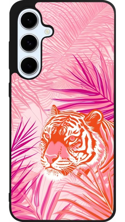 Samsung Galaxy S24 FE Case Hülle - Silikon schwarz Tiger Palmen rosa