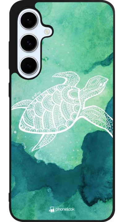 Coque Samsung Galaxy S24 FE - Silicone rigide noir Turtle Aztec Watercolor