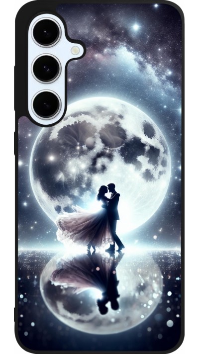 Coque Samsung Galaxy S24 FE - Silicone rigide noir Valentine 2024 Love under the moon