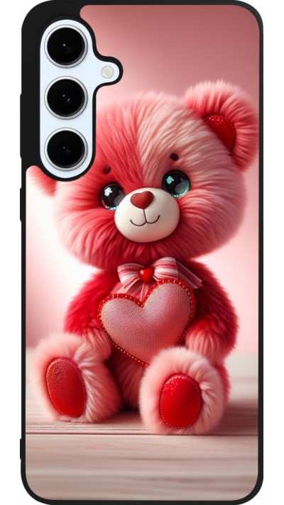 Samsung Galaxy S24 FE Case Hülle - Silikon schwarz Valentin 2024 Rosaroter Teddybär