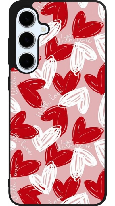 Samsung Galaxy S24 FE Case Hülle - Silikon schwarz Valentine 2024 with love heart