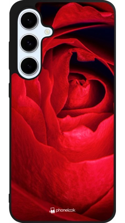 Samsung Galaxy S24 FE Case Hülle - Silikon schwarz Valentine 2022 Rose