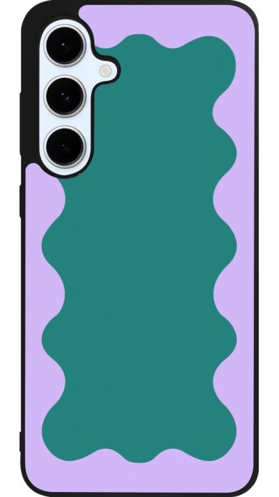 Coque Samsung Galaxy S24 FE - Silicone rigide noir Wavy Rectangle Green Purple