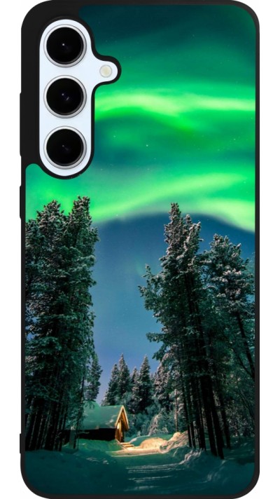 Samsung Galaxy S24 FE Case Hülle - Silikon schwarz Winter 22 Northern Lights