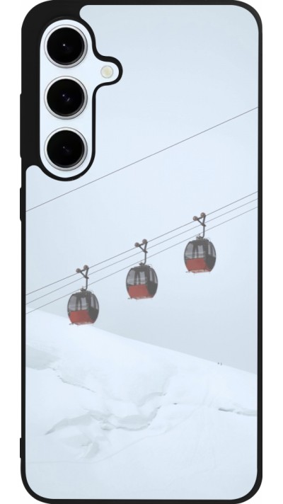 Coque Samsung Galaxy S24 FE - Silicone rigide noir Winter 22 ski lift