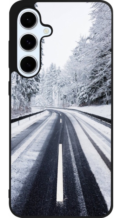 Samsung Galaxy S24 FE Case Hülle - Silikon schwarz Winter 22 Snowy Road