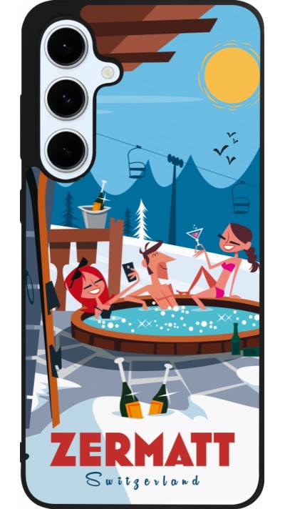 Coque Samsung Galaxy S24 FE - Silicone rigide noir Zermatt Mountain Jacuzzi