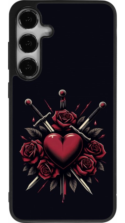 Coque Samsung Galaxy S24+ - Silicone rigide noir Valentine 2024 gothic love