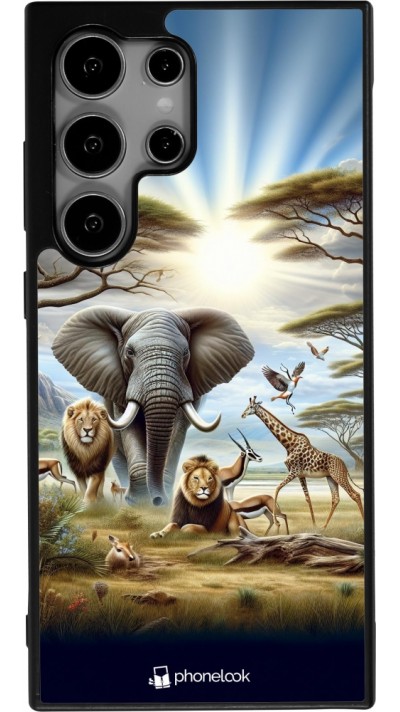 Coque Samsung Galaxy S24 Ultra - Silicone rigide noir Vie sauvage africaine