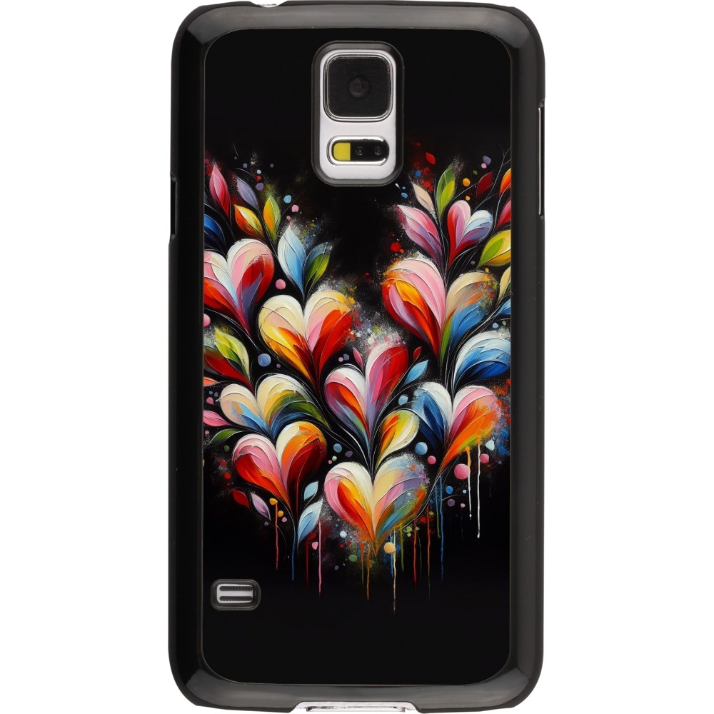 Coque Samsung Galaxy S5 - Valentine 2024 Coeur Noir Abstrait