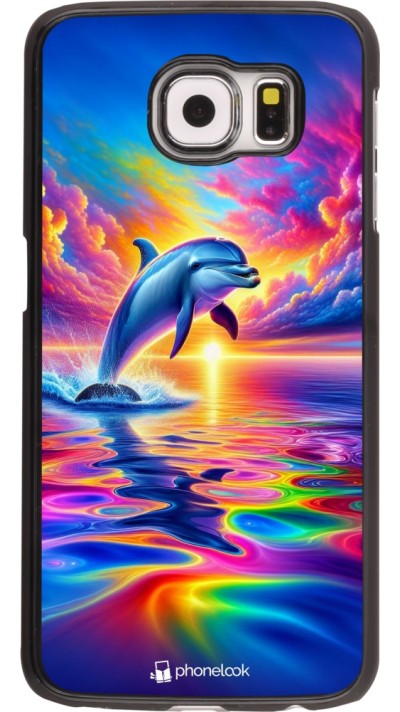 Samsung Galaxy S6 Case Hülle - Glücklicher Regenbogen-Delfin