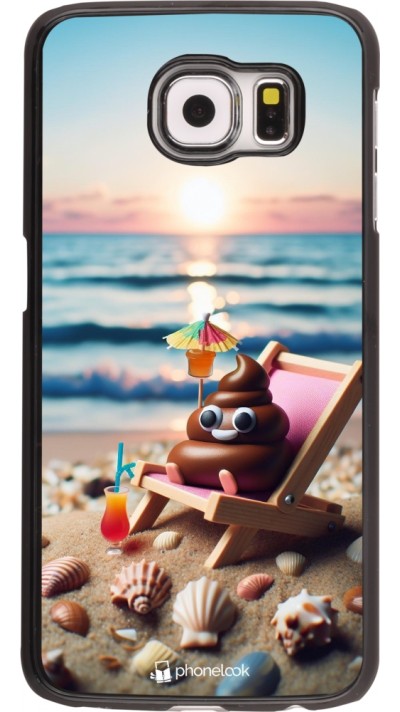 Samsung Galaxy S6 Case Hülle - Kackhaufen Emoji auf Liegestuhl