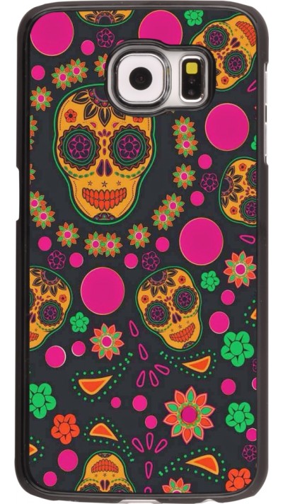 Samsung Galaxy S6 Case Hülle - Halloween 22 colorful mexican skulls