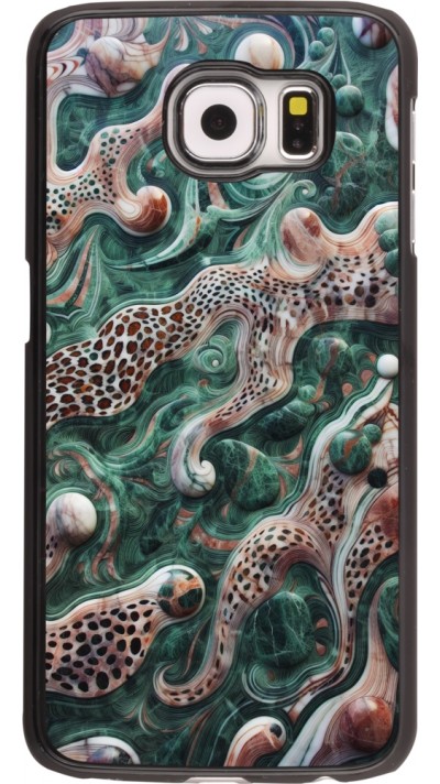 Samsung Galaxy S6 Case Hülle - Grüner Marmor und abstrakter Leopard