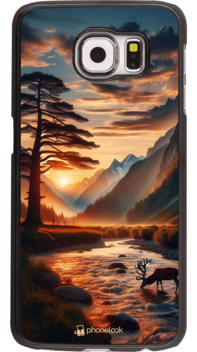 Samsung Galaxy S6 Case Hülle - Tal Sonnenuntergang Hirsch Baum