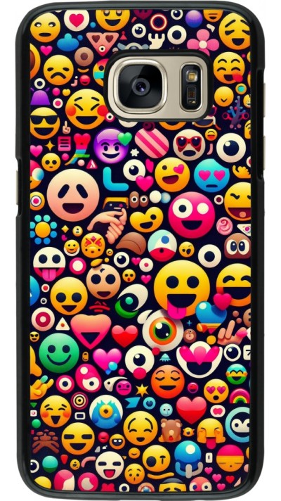 Samsung Galaxy S7 Case Hülle - Emoji Mix Farbe