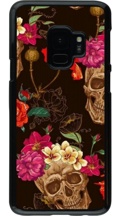 Coque Samsung Galaxy S9 - Skulls and flowers