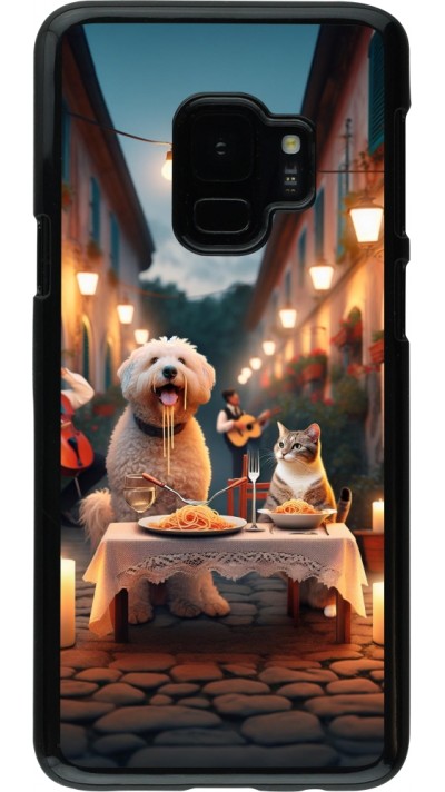 Samsung Galaxy S9 Case Hülle - Valentin 2024 Hund & Katze Kerzenlicht