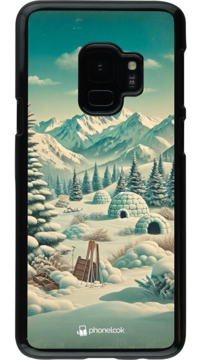 Samsung Galaxy S9 Case Hülle - Vintage Schneebedeckter Berg Iglu