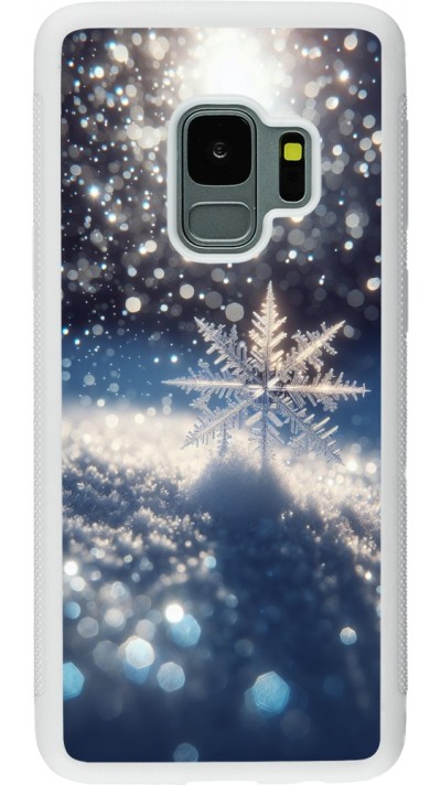 Samsung Galaxy S9 Case Hülle - Silikon weiss Schneeflocke Solar Glanz