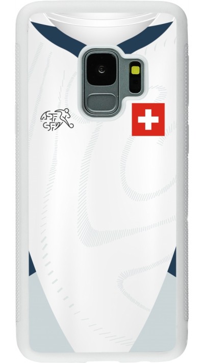 Samsung Galaxy S9 Case Hülle - Silikon weiss Schweiz Away personalisierbares Fussballtrikot