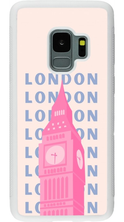 Samsung Galaxy S9 Case Hülle - Silikon weiss London Pink Print