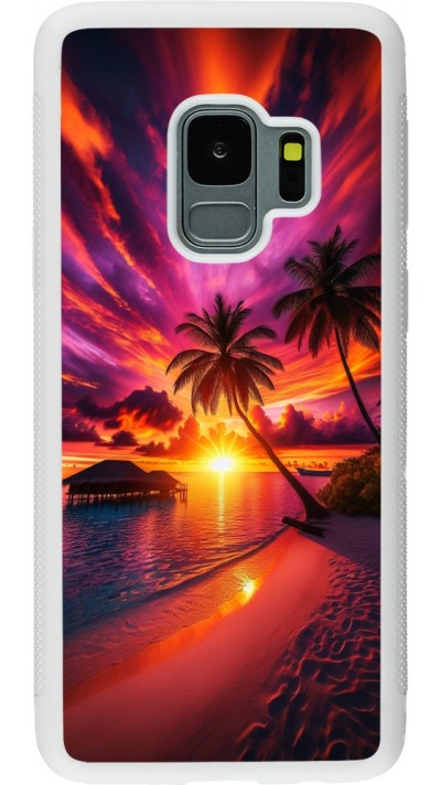 Samsung Galaxy S9 Case Hülle - Silikon weiss Malediven Abenddämmerung Glückseligkeit