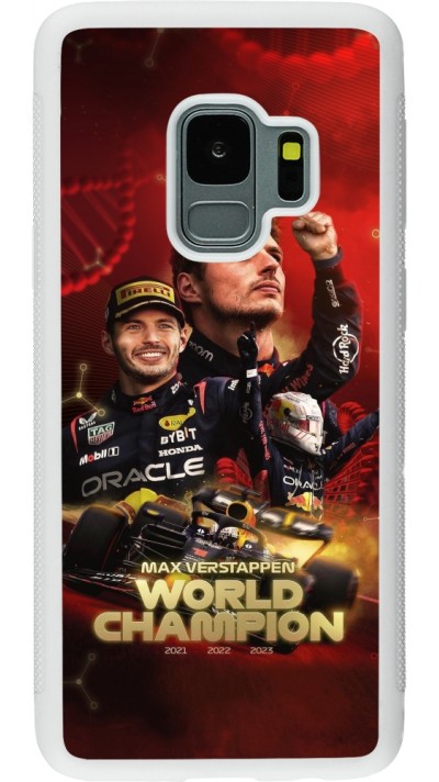 Samsung Galaxy S9 Case Hülle - Silikon weiss Max Verstappen Champion 2023