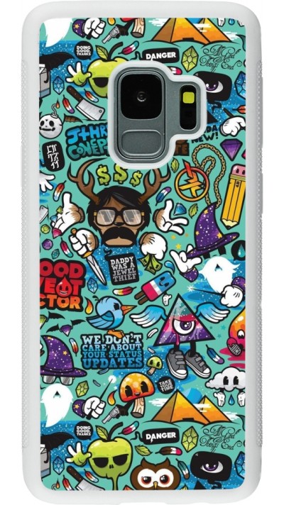 Samsung Galaxy S9 Case Hülle - Silikon weiss Mixed Cartoons Turquoise